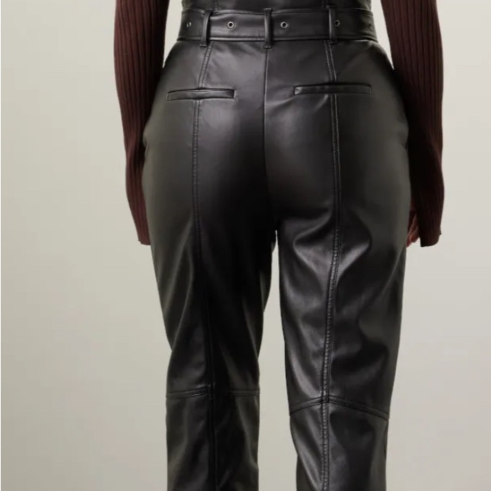 Split Hem Black Leather Pants